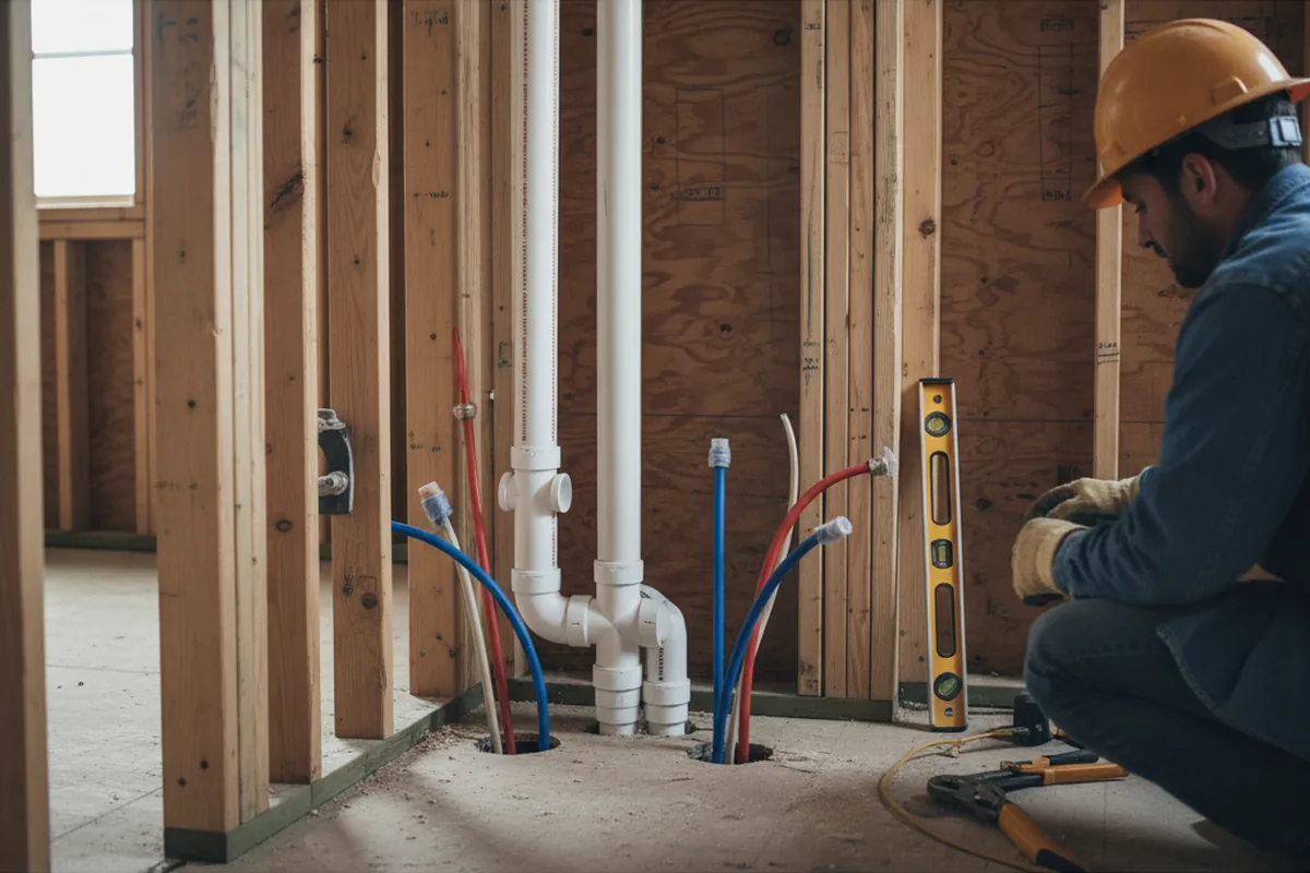 Drain and supply rough-in during Drain Cleaning in Malone